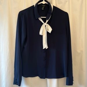 Forever 21 Navy Blue Button Down Top